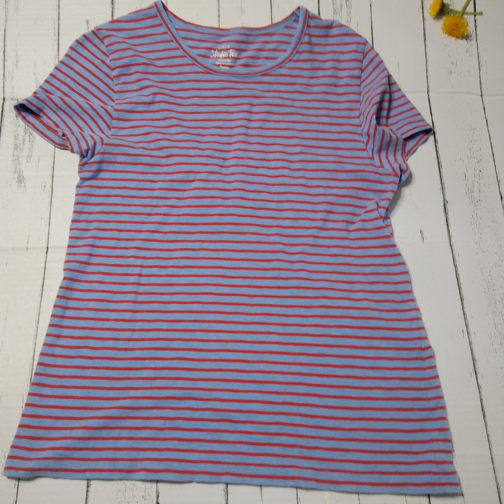 4/$20 J. Crew Factory Studio Tee Blue/Red Large
